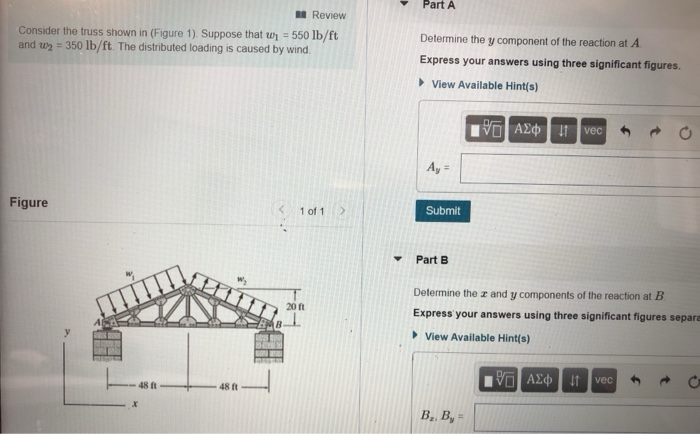 Solved Part A Review Consider the truss shown in (Figure 1). | Chegg.com