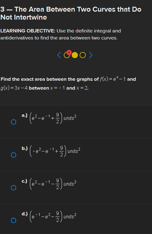 Solved 3 - The Area Between Two Curves that Do Not | Chegg.com