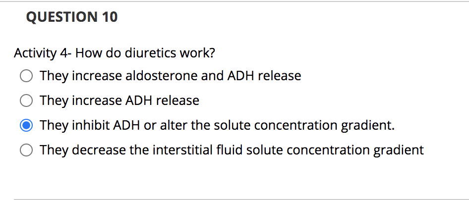 Solved QUESTION 10 Activity 4- How do diuretics work? They | Chegg.com