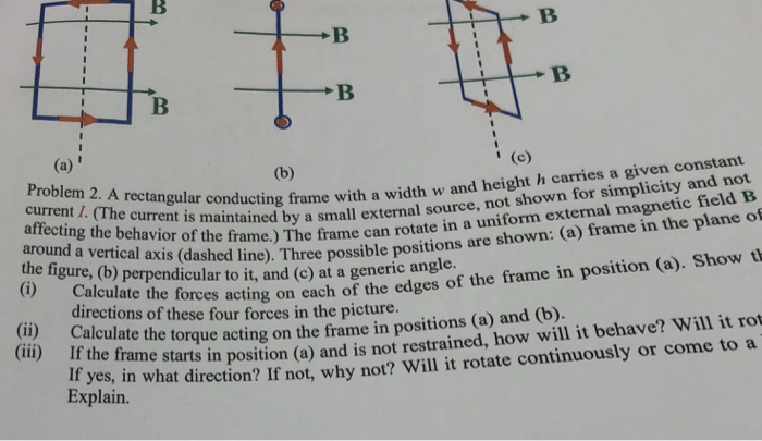 Solved -в 1 (c) Problem 2. A rectangular current I. (The | Chegg.com