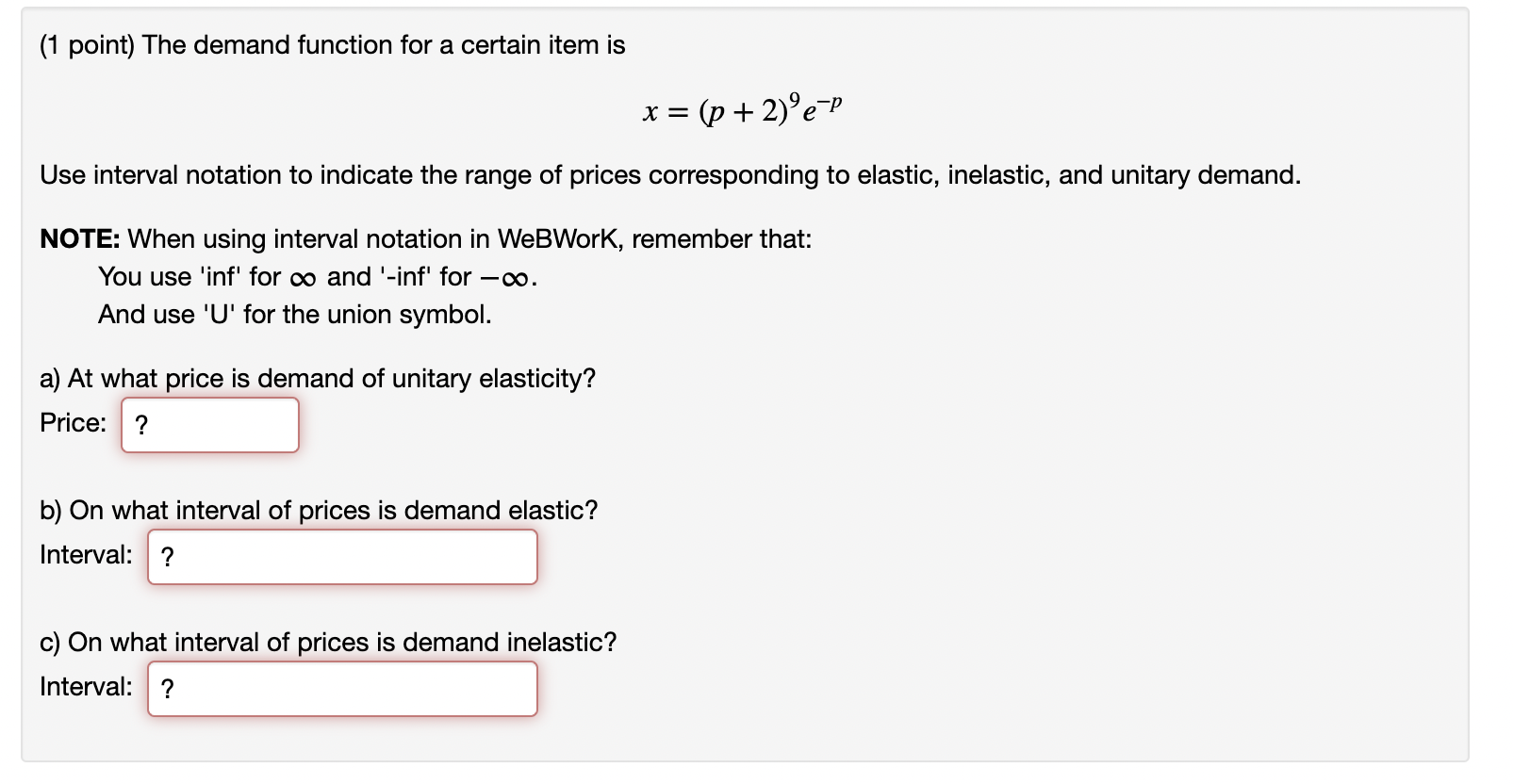 Solved (1 point) The demand function for a certain item is | Chegg.com