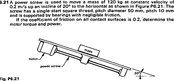 Solved 6.21 A power screw is used to move a mass of 120 kg | Chegg.com