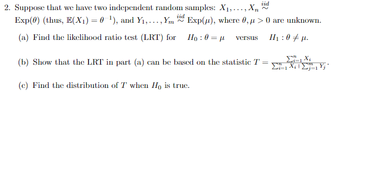 Solved iid 2. Suppose that we have two independent random | Chegg.com