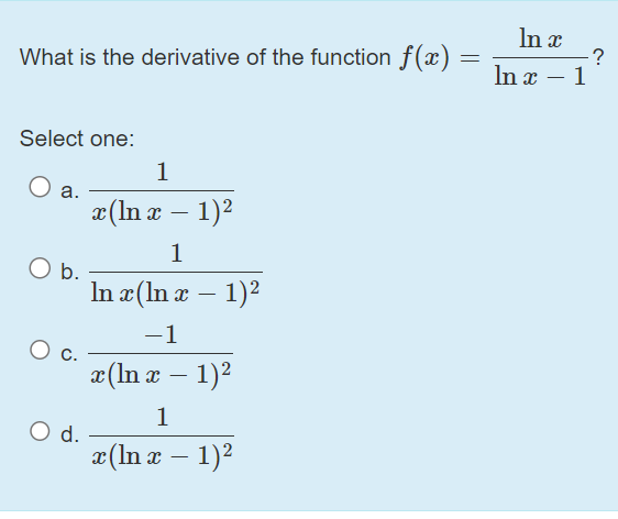 derivative of f x )= x lnx