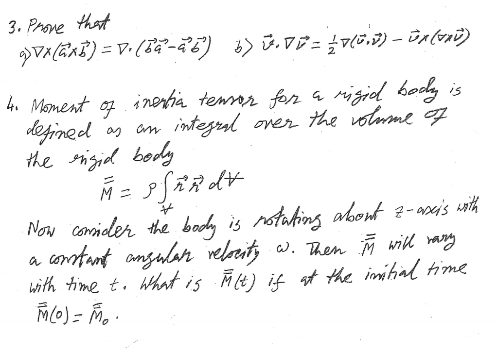 Solved Homework 3 4 Moment Of Inertia Tensor For A Rigid Chegg Com
