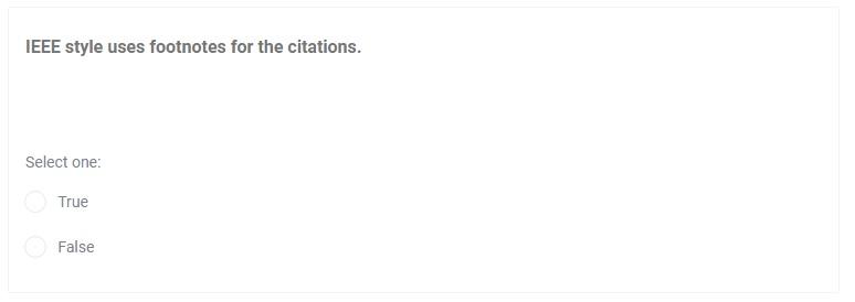 Solved IEEE style uses footnotes for the citations. Select | Chegg.com
