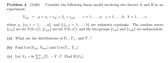 Solved Problem 4. (5166) Consider the following linear model | Chegg.com