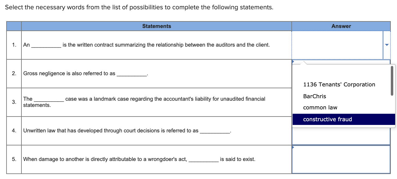 Solved Select the necessary words from the list of | Chegg.com