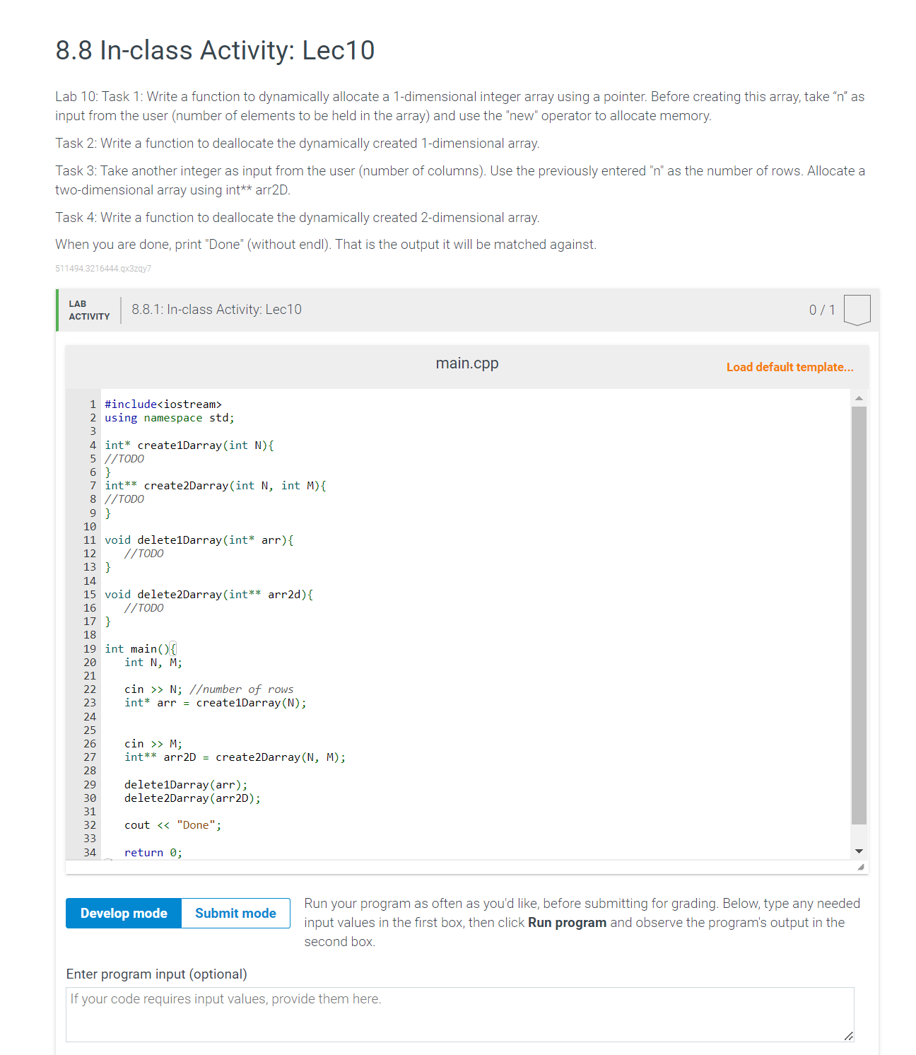 Solved 8.8 In-class Activity: Lec10 Lab 10: Task 1: Write A | Chegg.com