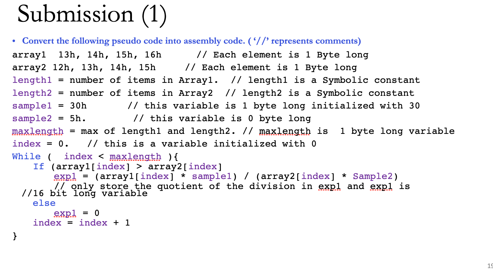 Solved Submission (1) = = • Convert the following pseudo | Chegg.com