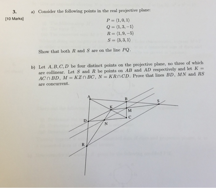 3. 10 Marks] a) Consider the following points in the | Chegg.com