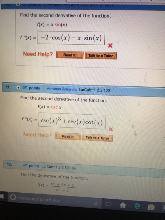 find the second derivative of x sin x