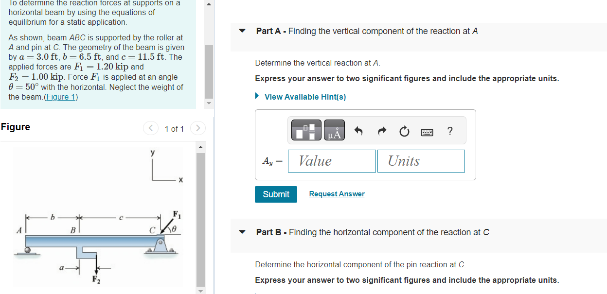 Solved lo determine the reaction forces at supports on a | Chegg.com