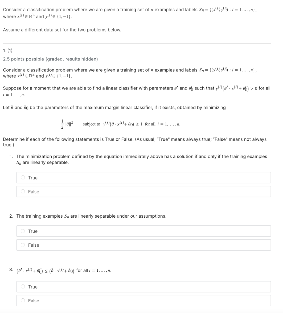 Consider a classification problem where we are given