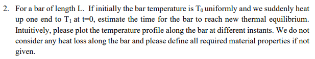 Solved For a bar of length L. If initially the bar | Chegg.com