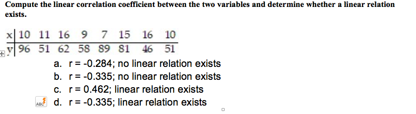 Solved Compute The Linear Correlation Coefficient Between | Chegg.com