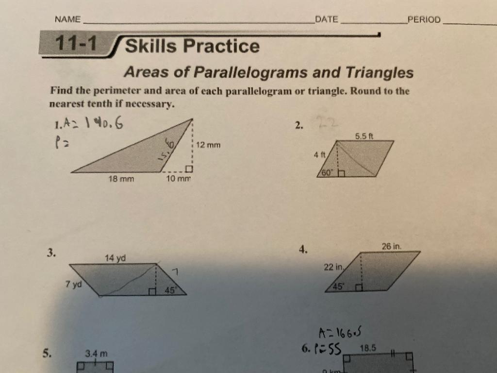 Solved NAME DATE PERIOD 11-1 Skills Practice Areas of | Chegg.com