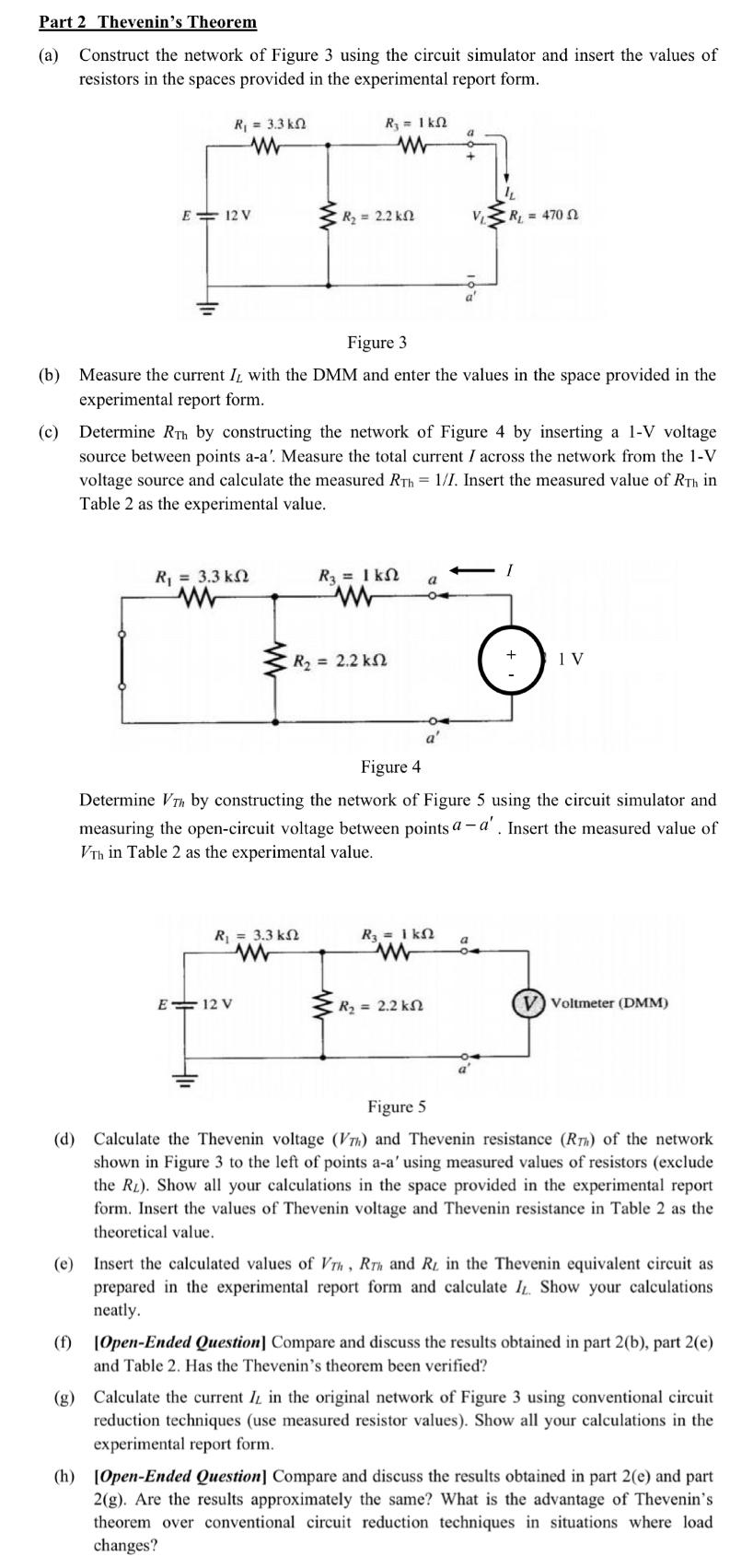 Solved Part 2 Thevenin's Theorem (a) Construct the network | Chegg.com