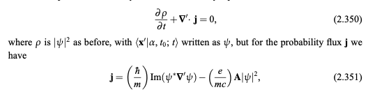 ∂t∂ρ+∇′⋅j=0 where ρ is ∣ψ∣2 as before, with | Chegg.com