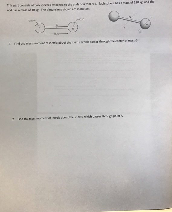 Solved This part consists of two spheres attached to the | Chegg.com