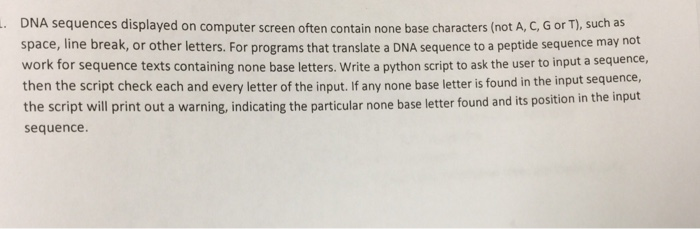Solved DNA sequences displayed on computer screen often | Chegg.com