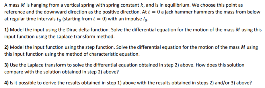 A mass M is hanging from a vertical spring with | Chegg.com