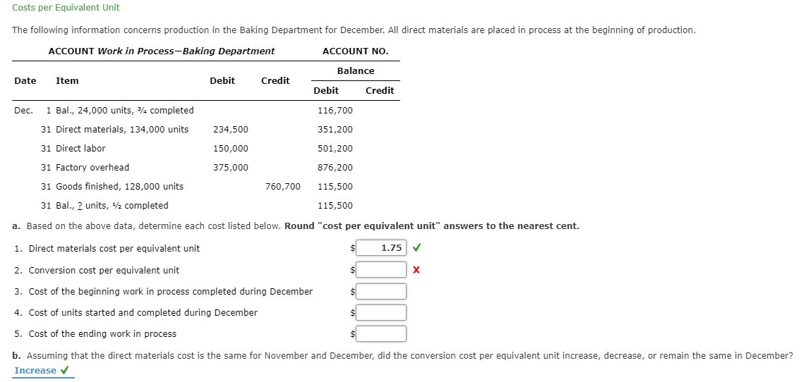 Solved Costs per Equivalent Unit The following information | Chegg.com
