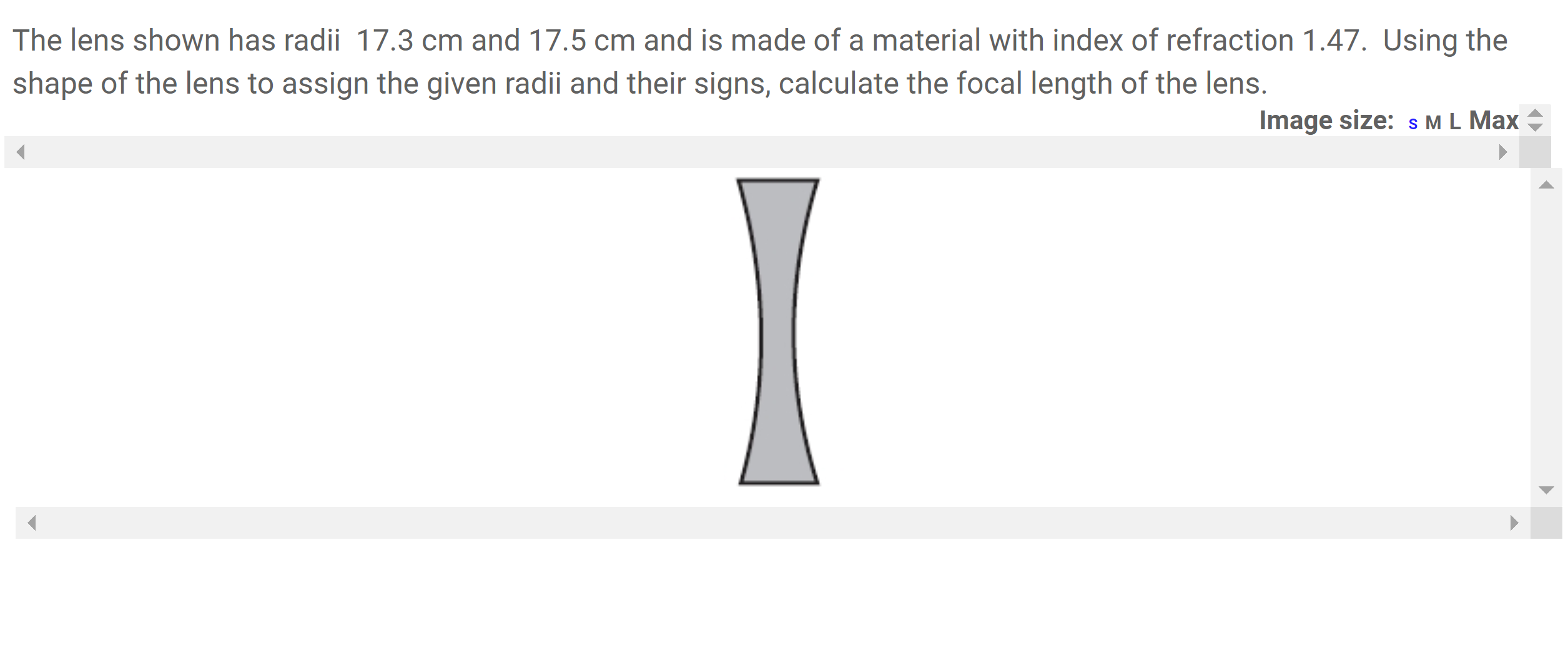 Solved The lens shown has radii 17.3 cm and 17.5 cm and is