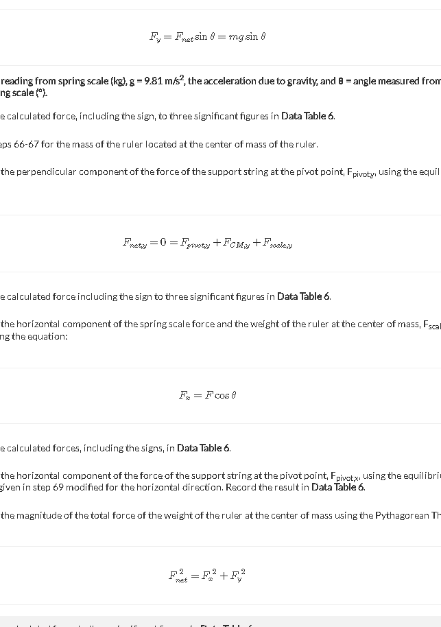Data Table 6 Center of Mass Equilibrium with Spring