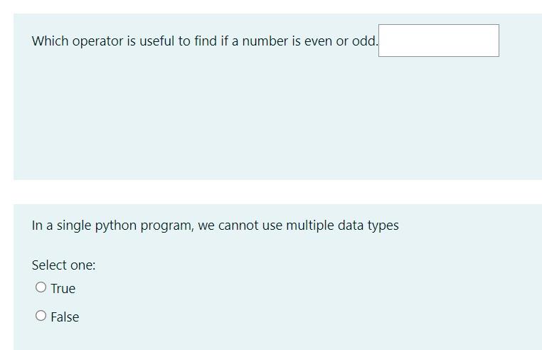 Solved Which operator is useful to find if a number is even | Chegg.com