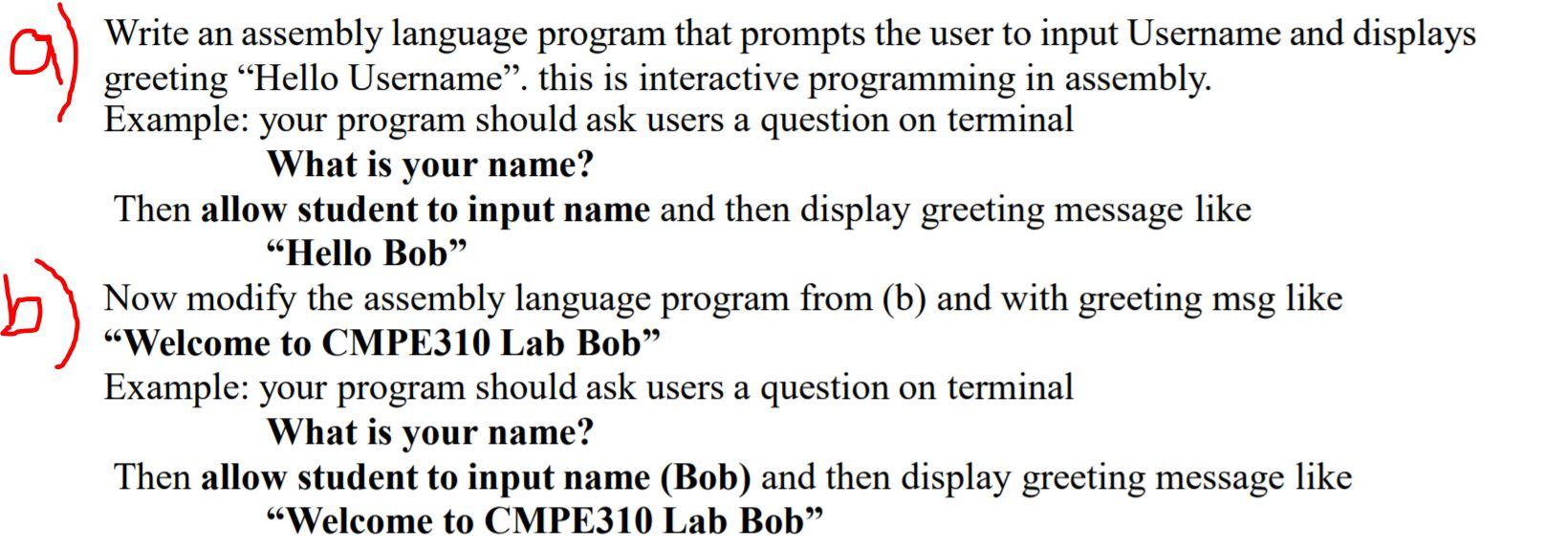 Solved a) 99 Write an assembly language program that prompts | Chegg.com