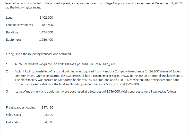 Solved Selected Accounts Included In The Property Plant Chegg