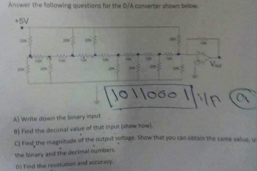 Solved Digital To Analog Converter Electronics Please Solve | Chegg.com