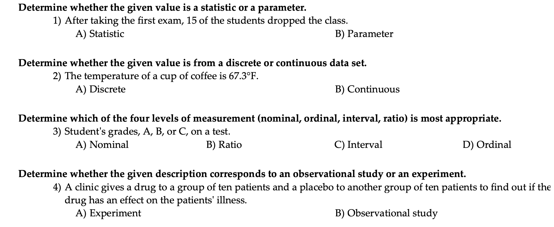 Solved Determine whether the given value is a statistic or a | Chegg.com