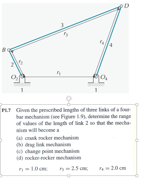 Solved 4 O2 04 Given the prescribed lengths of three links | Chegg.com