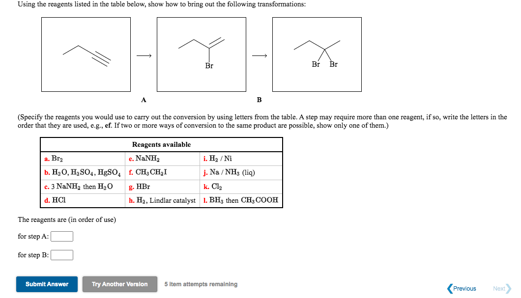 Solved Using The Reagents Listed In The Table Below Show Chegg Com