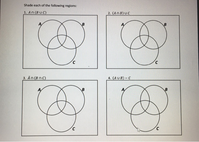 Solved Shade each of the following regions A Intersection Chegg