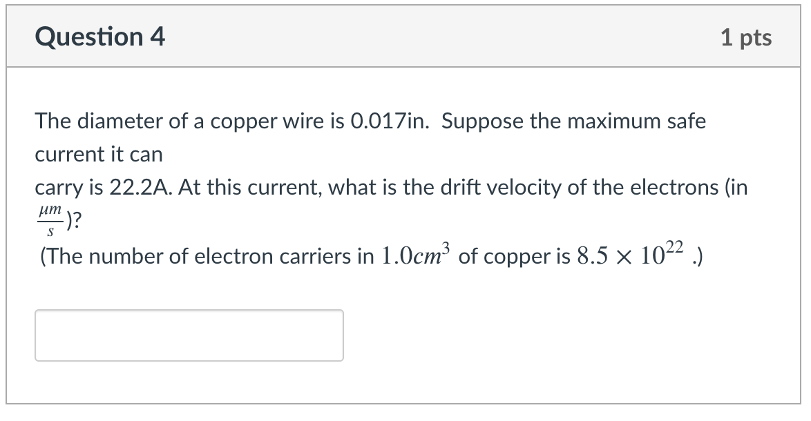 Solved Question 4 1 Pts The Diameter Of A Copper Wire Is | Chegg.com