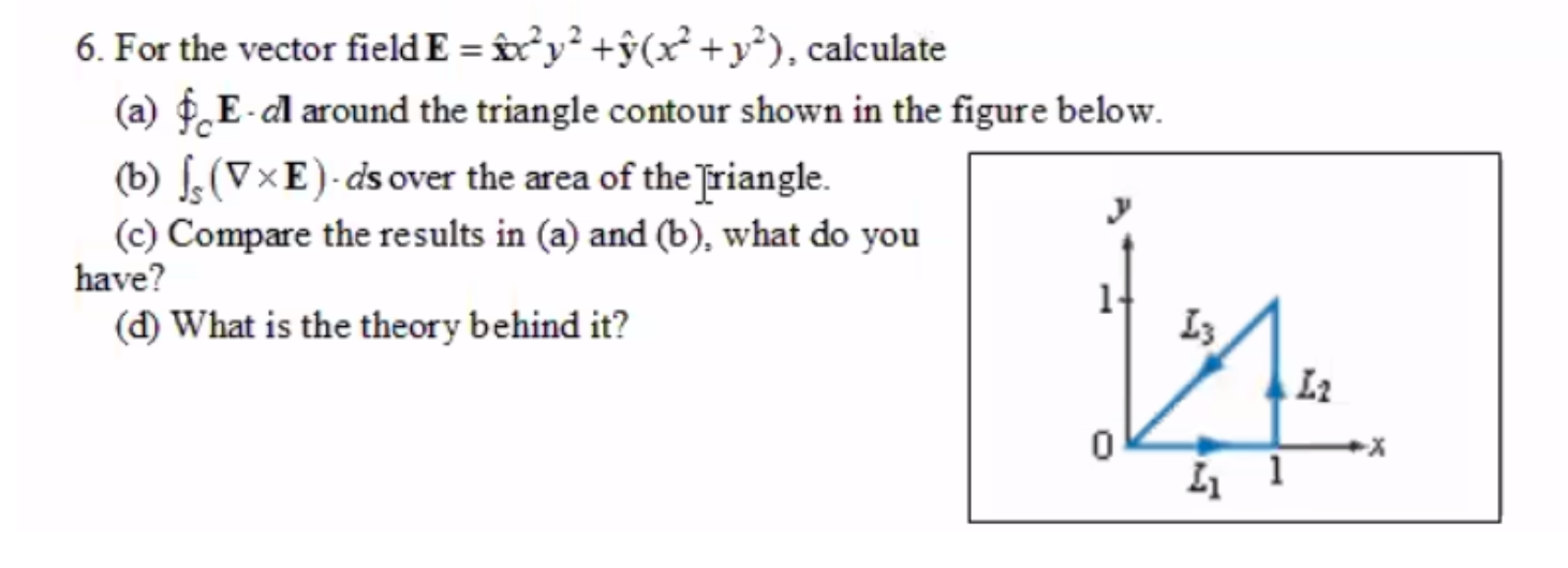 Solved 6. For the vector field E=x^x2y2+y^(x2+y2), calculate | Chegg.com