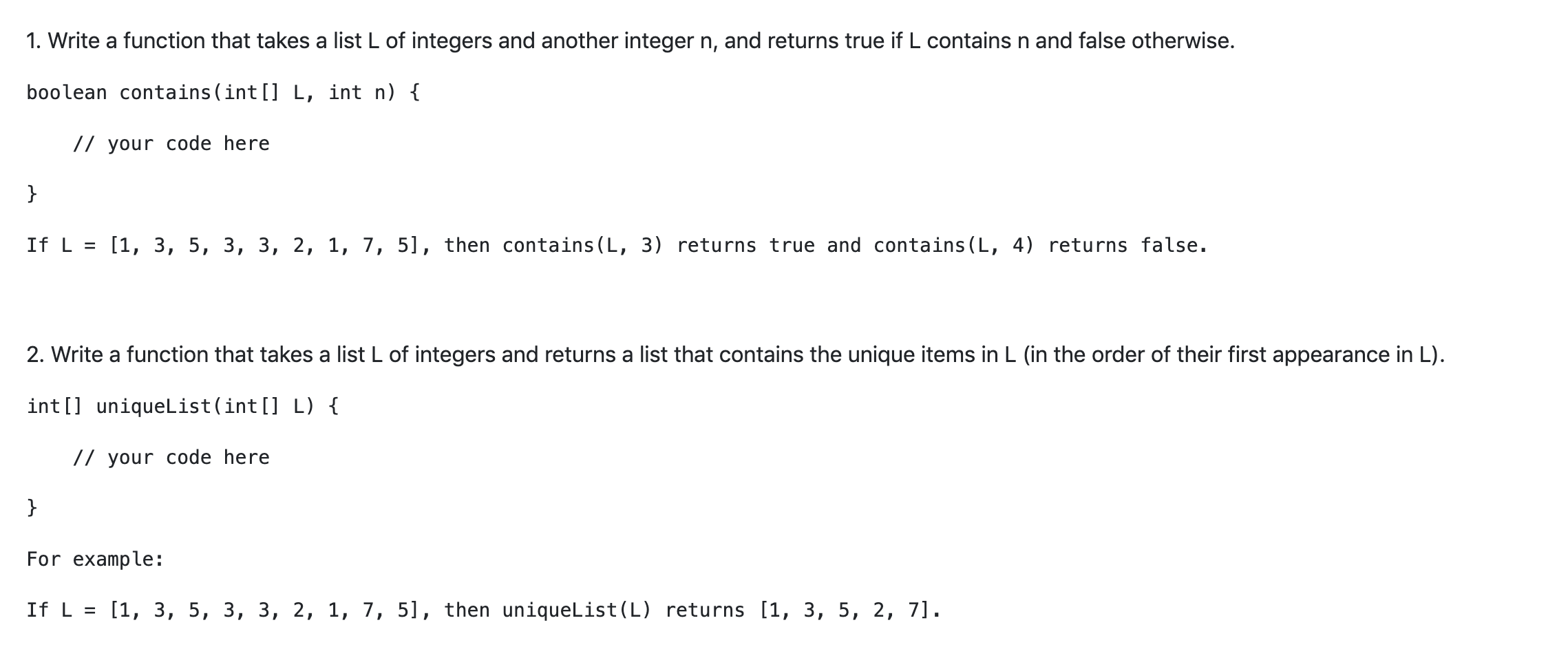 Solved 1. Write a function that takes a list L of integers | Chegg.com