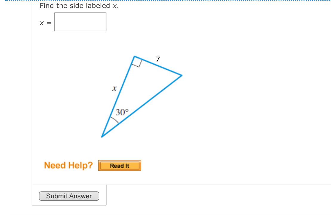 Solved Find the side labeled x.
