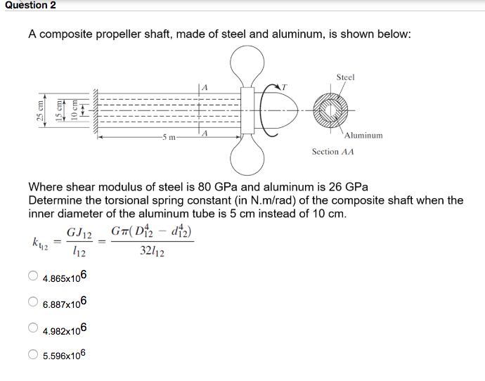 Solved Question 2 A composite propeller shaft, made of steel