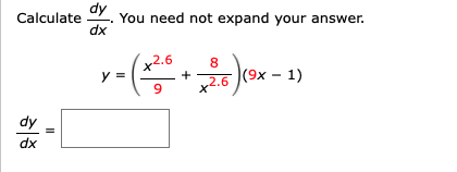 Solved Calculate dy dx You need not expand your answer. y = | Chegg.com