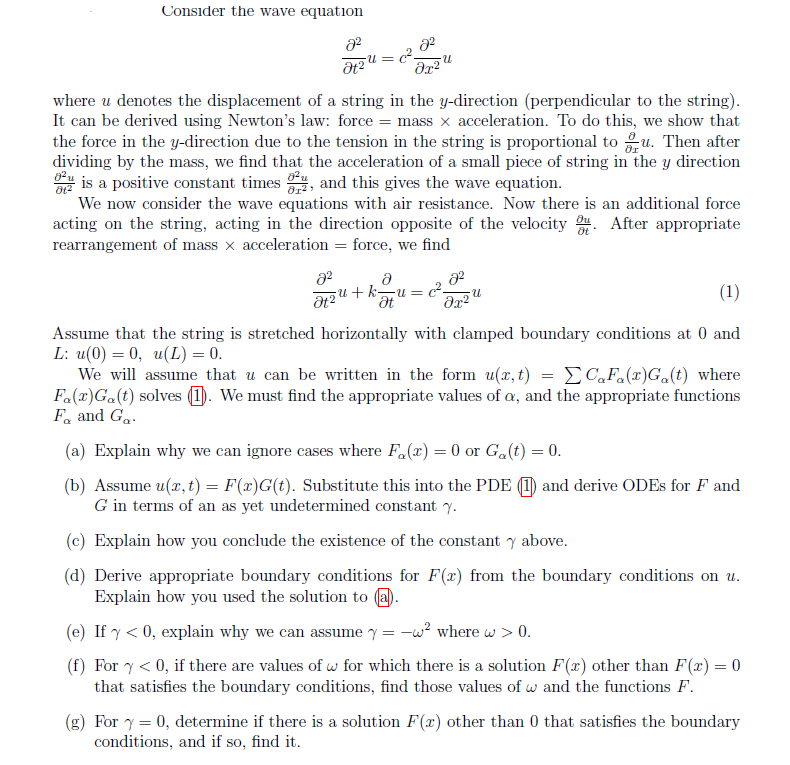 Solved Consider The Wave Equation U C U At2 Ar W Chegg Com