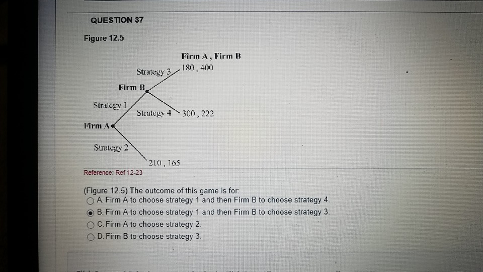 Solved QUESTION 37 Figure 12.5 Firm A, Firm B Strategy 3/ | Chegg.com