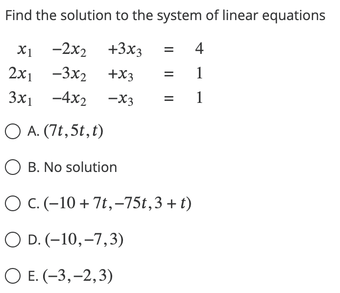 Solved Find the solution to the system of linear equations | Chegg.com