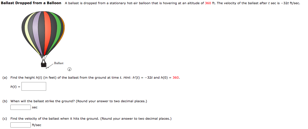Solved Ballast Dropped from a Balloon A ballast is dropped