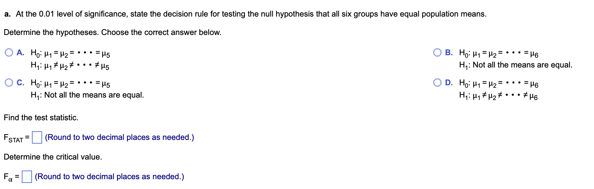 Solved The ANOVA summary table for an experiment with six | Chegg.com