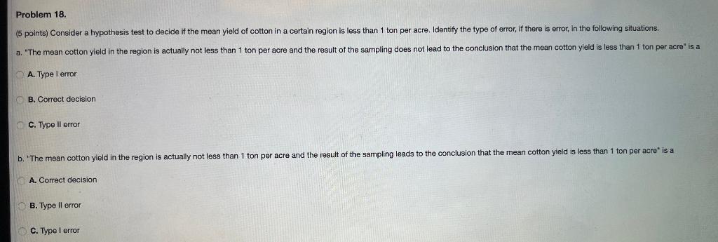 Solved Problem 18. error, in the following situations. (5 | Chegg.com