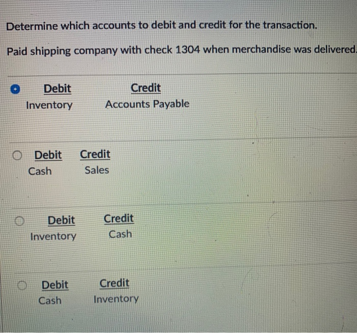 Solved Determine which accounts to debit and credit for the | Chegg.com